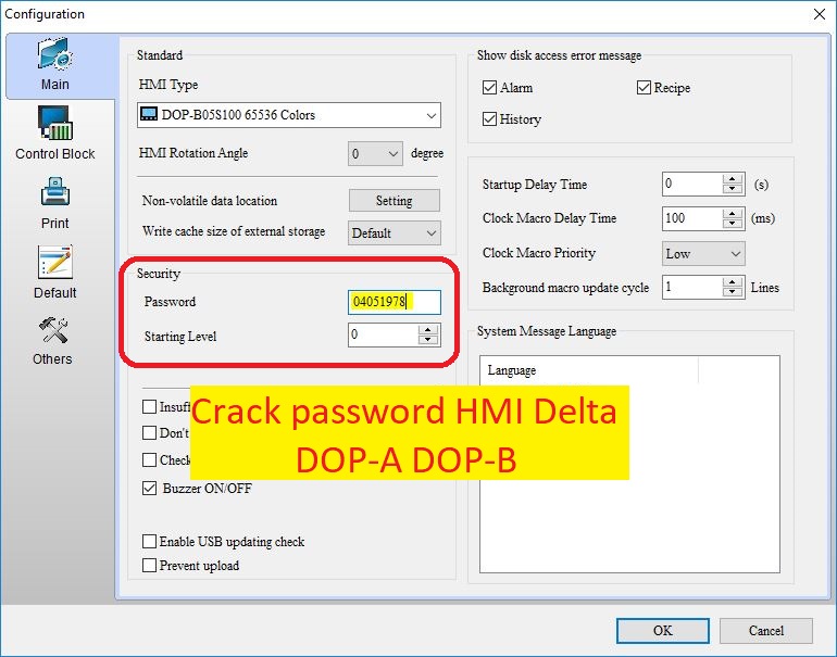 Crack password HMI Delta DOP-A DOP-B File dop dsp