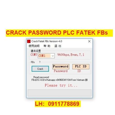 Crack password PLC Fatek FBs version 4.0 bẻ khóa plc fatek fbs