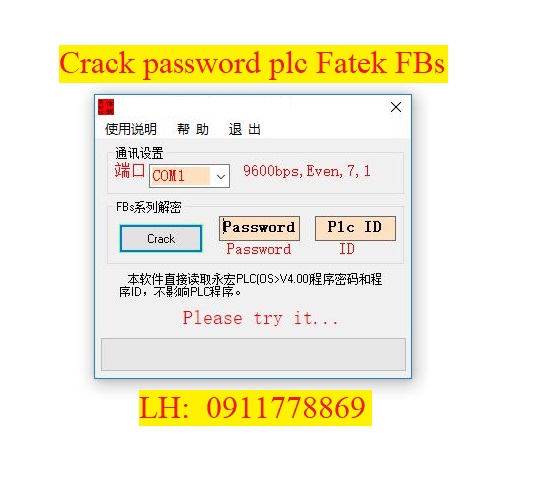 Fatek plc password recovery