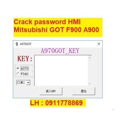 Crack password HMI Mitsubishi GOT F900 A900 bẻ khóa màn hình mitsubishi