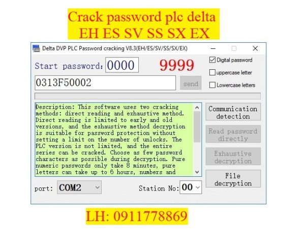 Crack password PLC DELTA EH ES SV SS SX EX