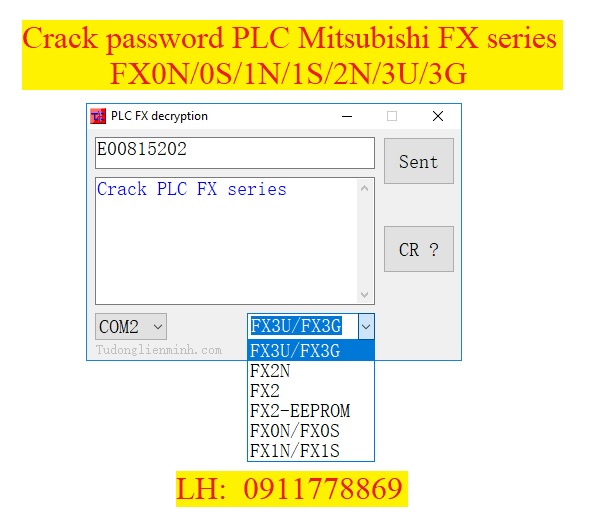 Crack password PLC Mitsubishi FX series FX0S FX0N FX1S FX1N FX2 bẻ khóa plc mitsubishi
