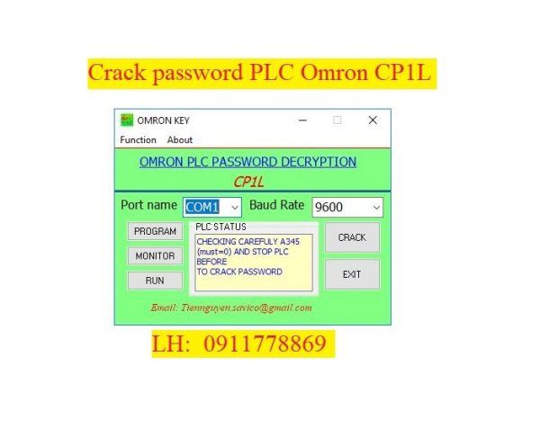 Crack password PLC Omron CP1L bẻ khóa plc omron