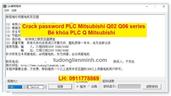 Crack password PLC Mitsubishi Q02 Q06 Bẻ khóa PLC Q Mitsubishi